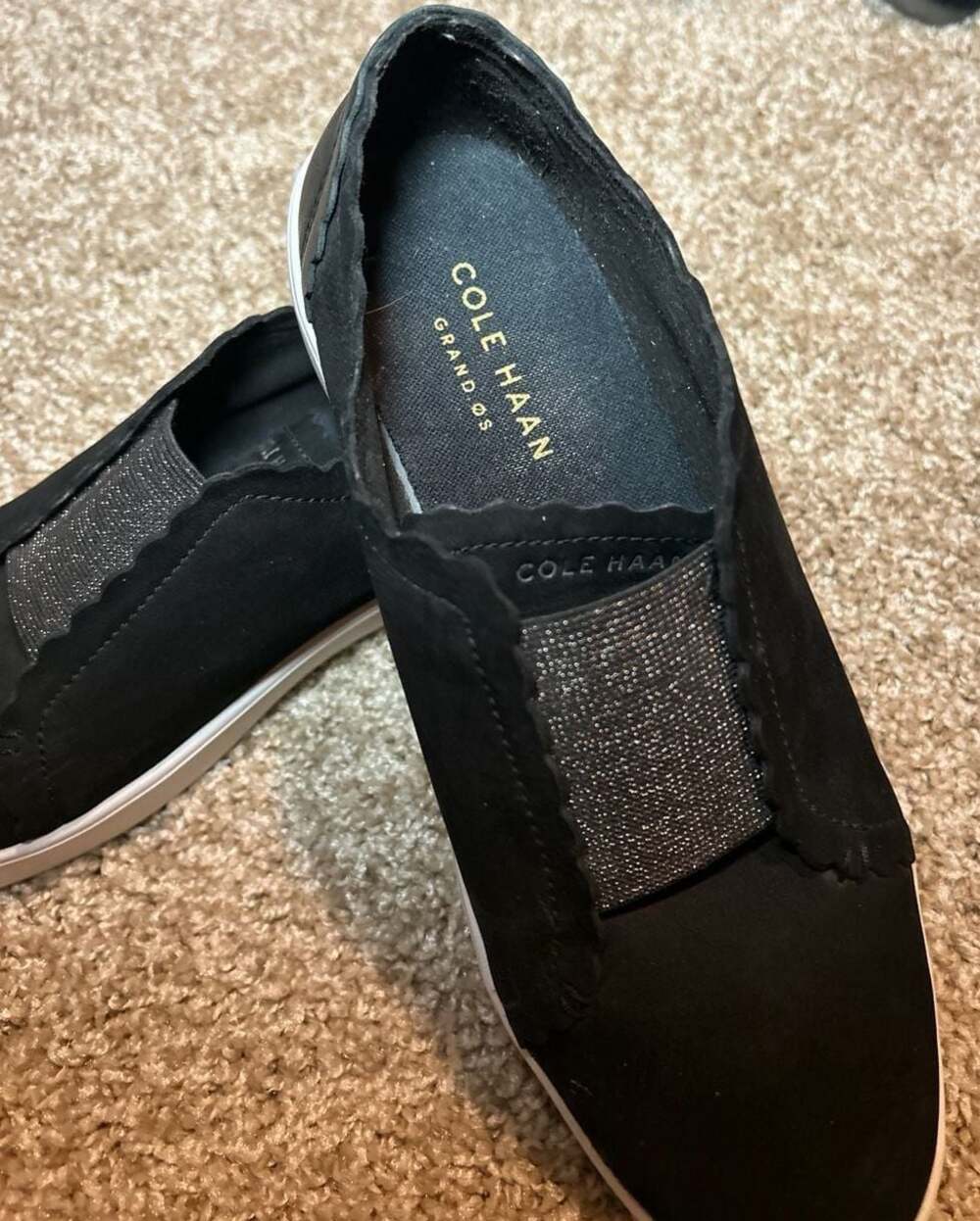 Cole Haan Grand Crosscourt Scalloped Slip-On Sneakers Black Size 8B - Picture 2 of 10
